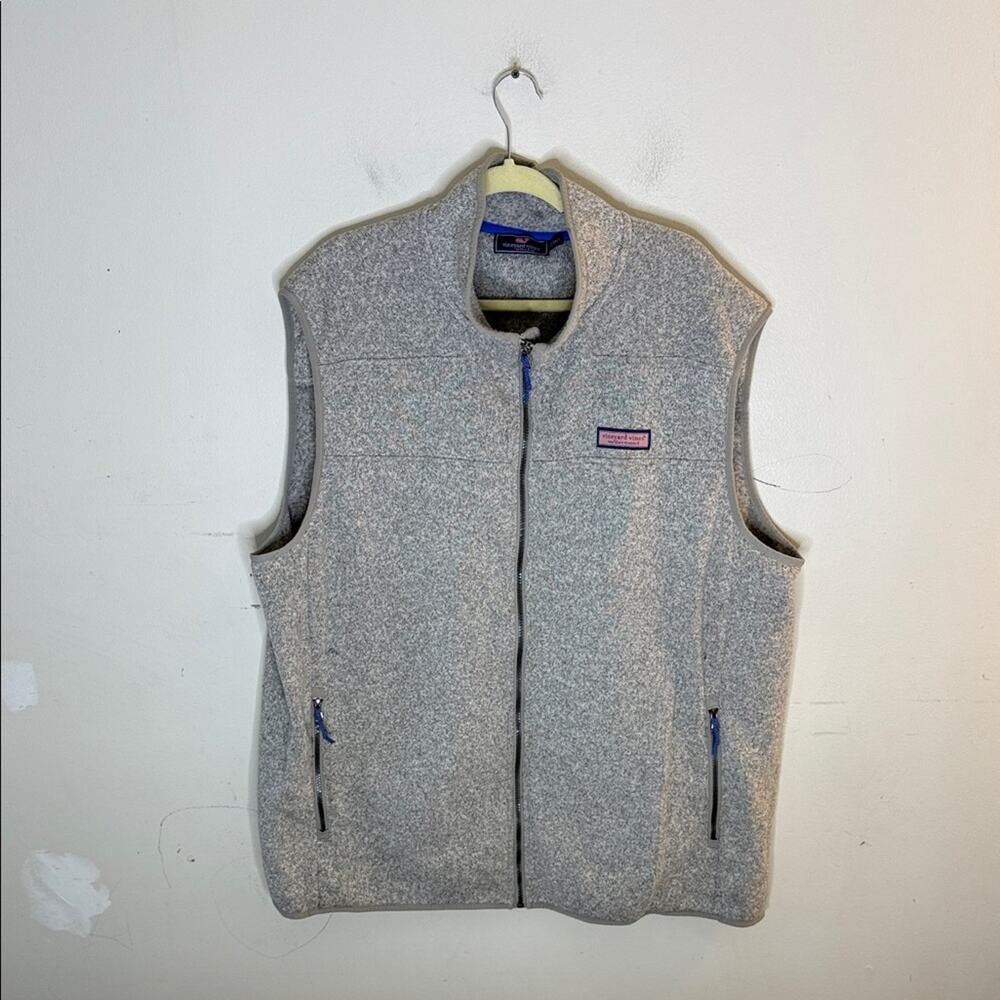 Vineyard Vines Knit Zip Front Gray Vest Size 2XLT